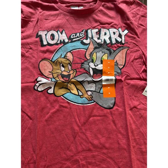 Tom and Jerry Shirt Mens Medium Red Cartoon Graphic Tee T-Shirt Classic Crewneck - Picture 2 of 5